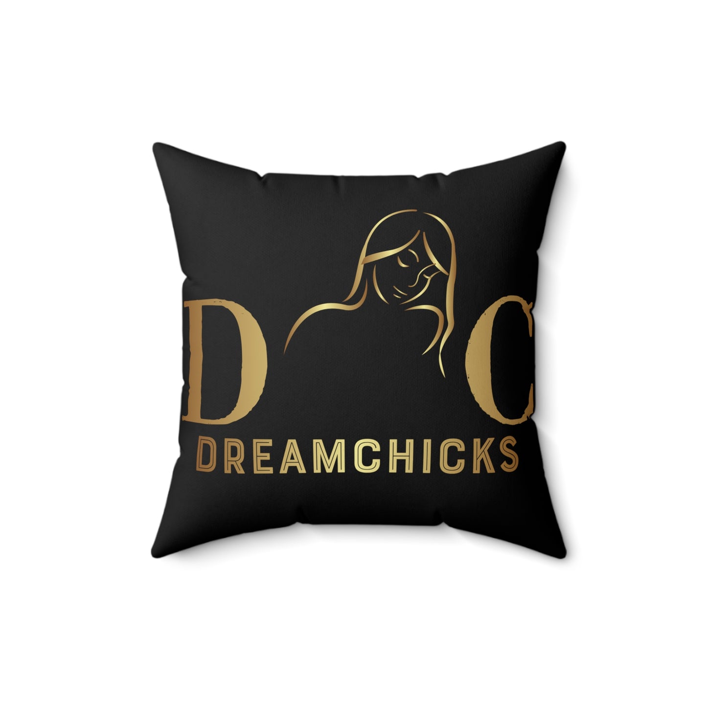 Faux Suede Square Pillow DC black-gold