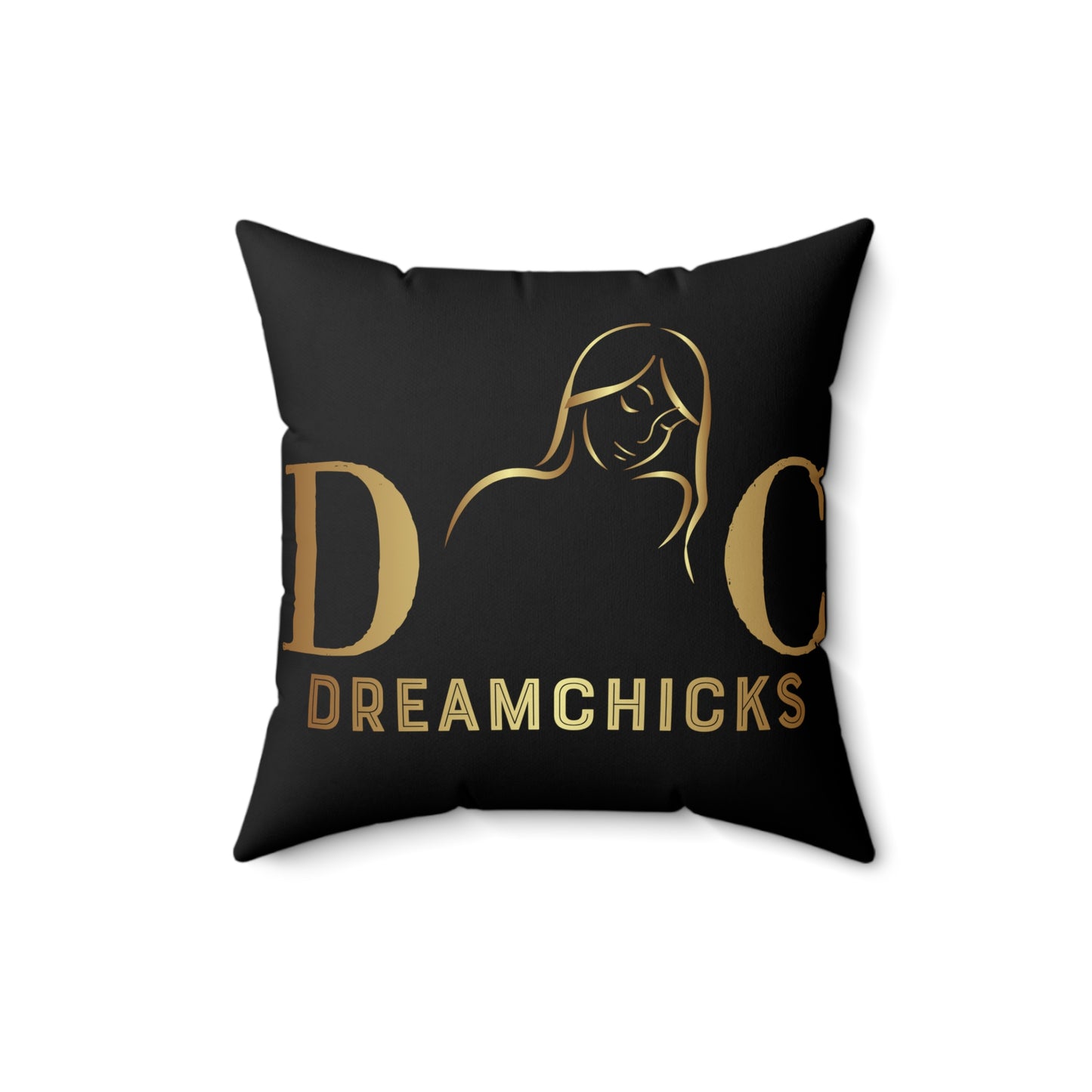 Faux Suede Square Pillow DC black-gold