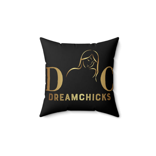 Faux Suede Square Pillow DC black-gold