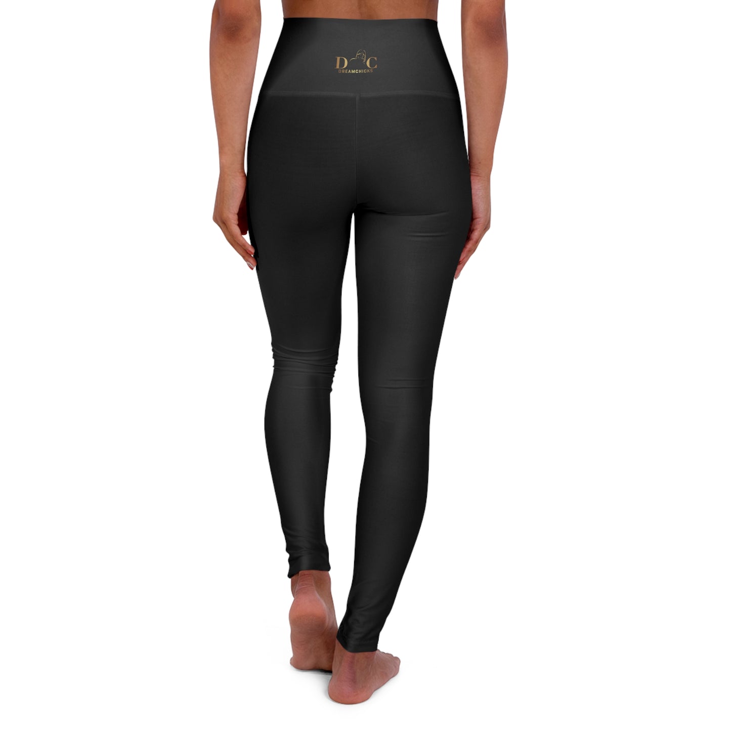 High Waisted Yoga Leggings DC black-gold