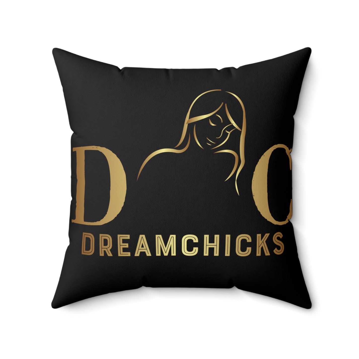 Faux Suede Square Pillow DC black-gold