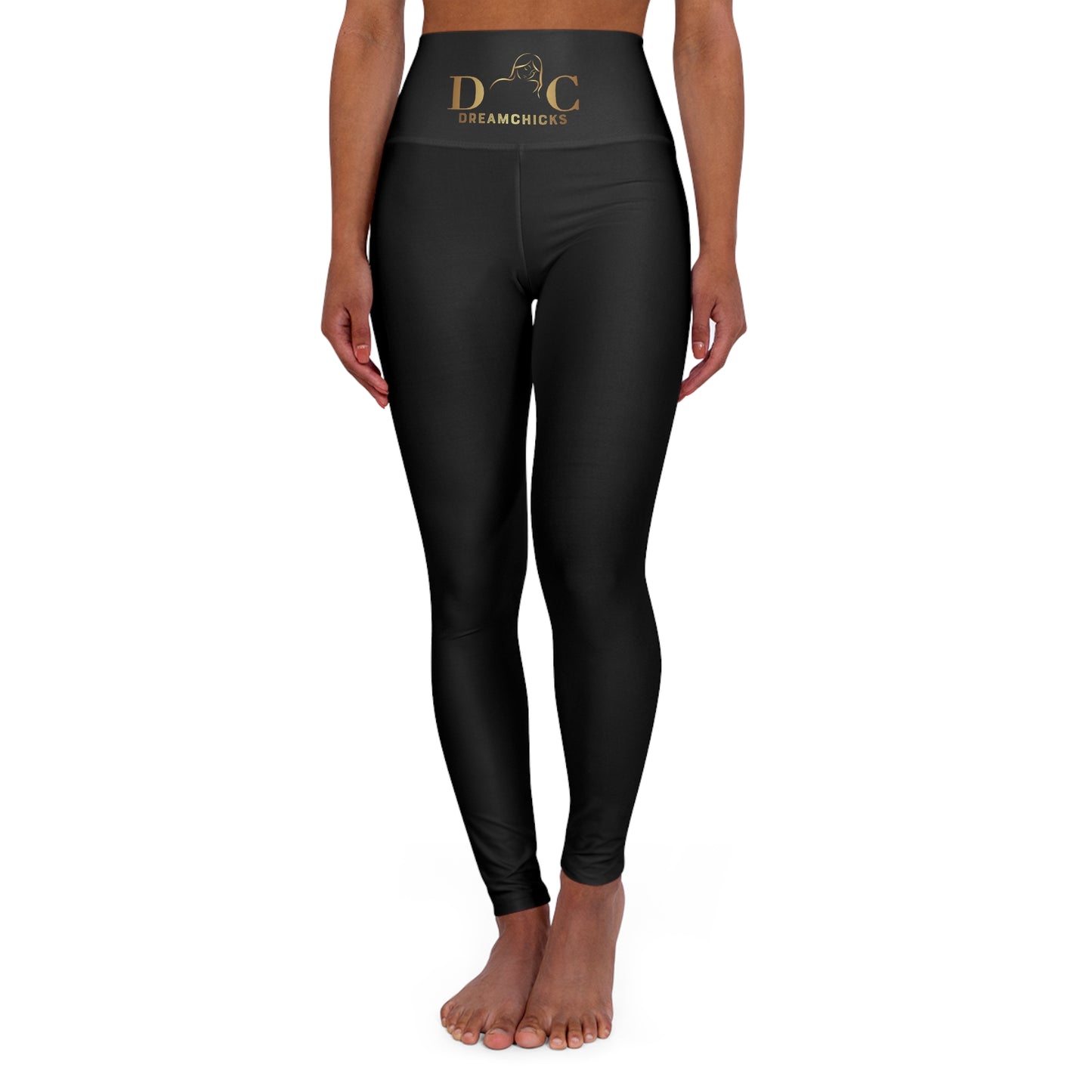 High Waisted Yoga Leggings DC black-gold