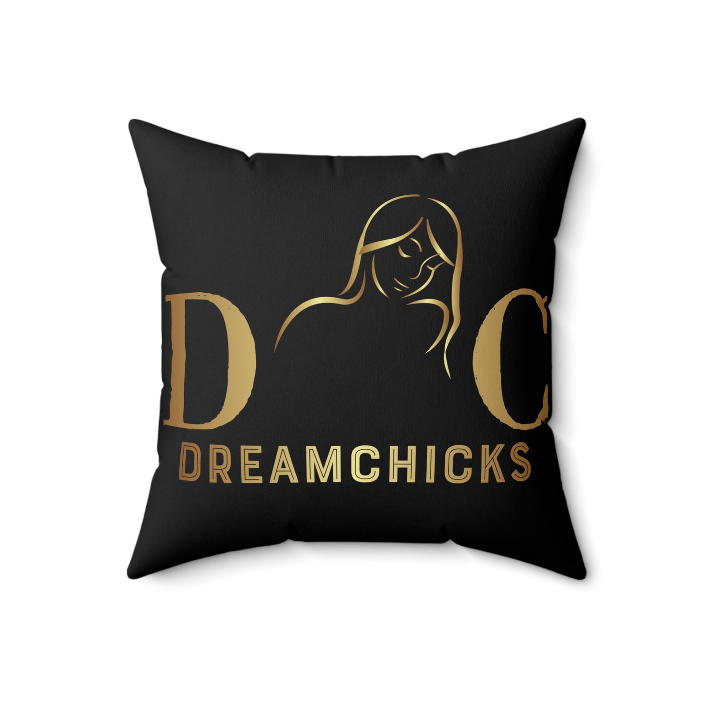 Faux Suede Square Pillow DC black-gold