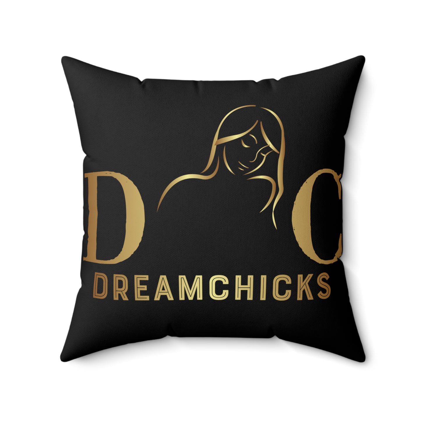 Faux Suede Square Pillow DC black-gold